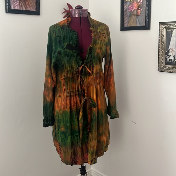 Tie dye, coat, duster, jacket, nwt, 100 percent cotton, jarli coat, artsy - Picture 10 of 12